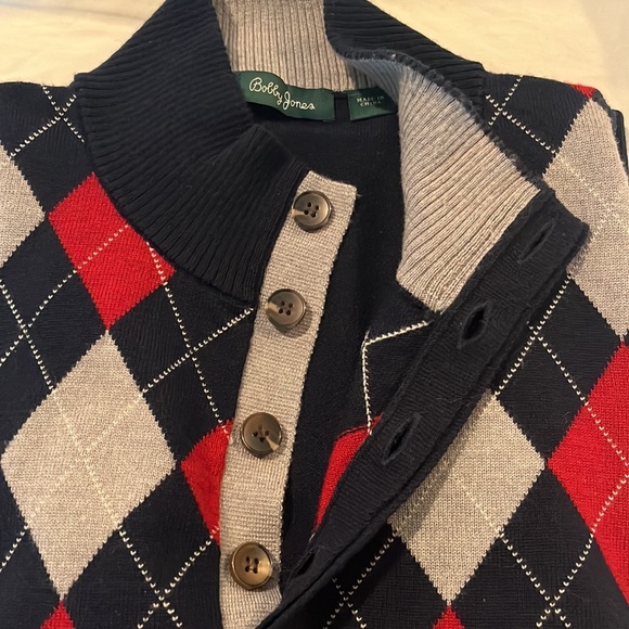 LIKE NEW CASHMERE Bobby Jones Classic Argyle Plaid Sweater 100% Merino Wool - Picture 5 of 7